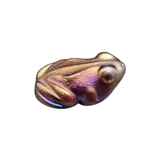 Vintage Robert Held Iridescent Art Glass Frog Figurine Handmade Canadian Signed - Picture 1 of 10